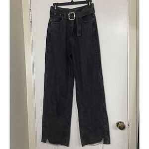 NWT Kittenish Black Wash High waist Straight leg Belted denim Jeans size US 27